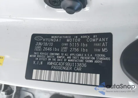 2011 Hyundai Genesis 4.6 from USA, damaged, VIN KMHGC4DF9BU113836